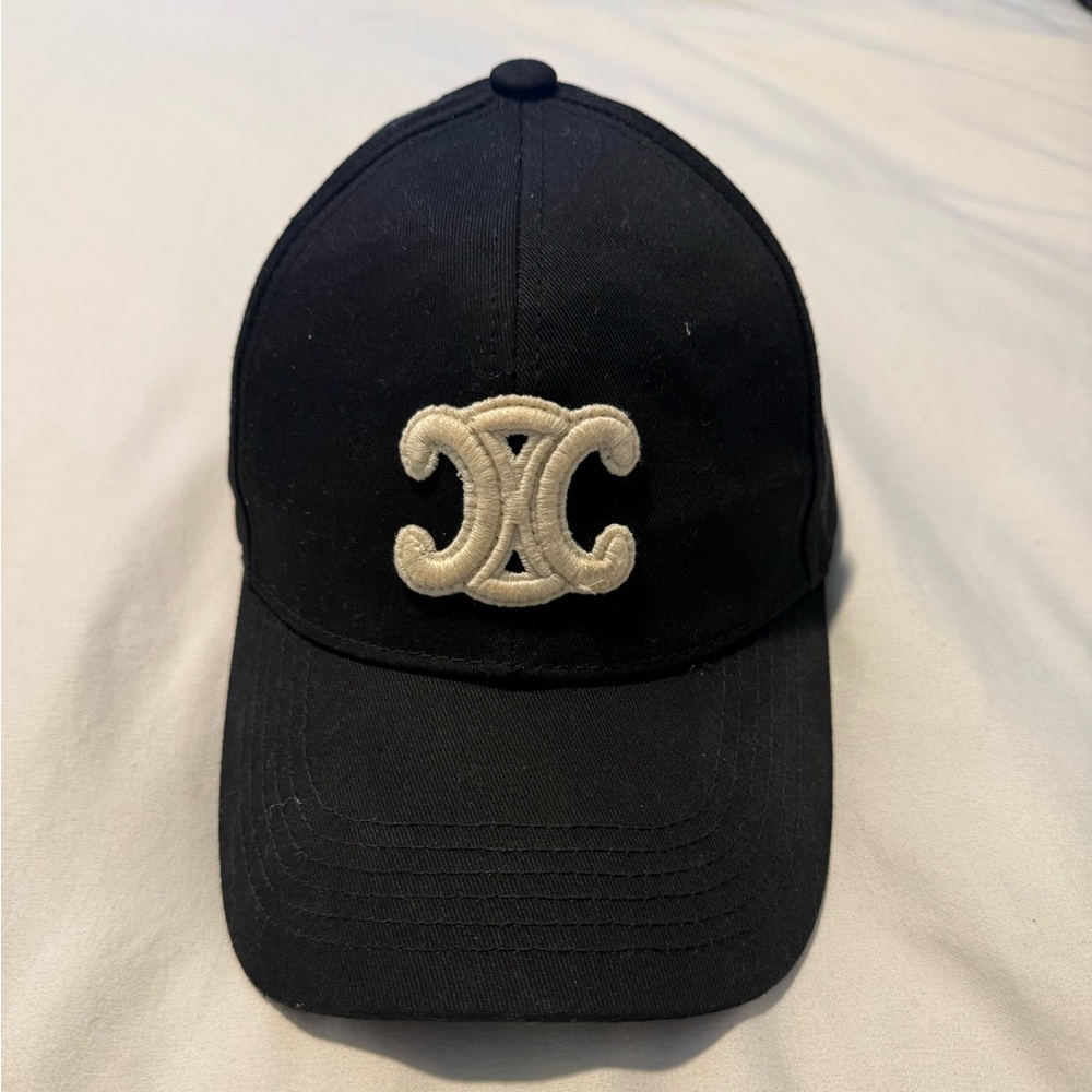 Celine Black Hat with White Label